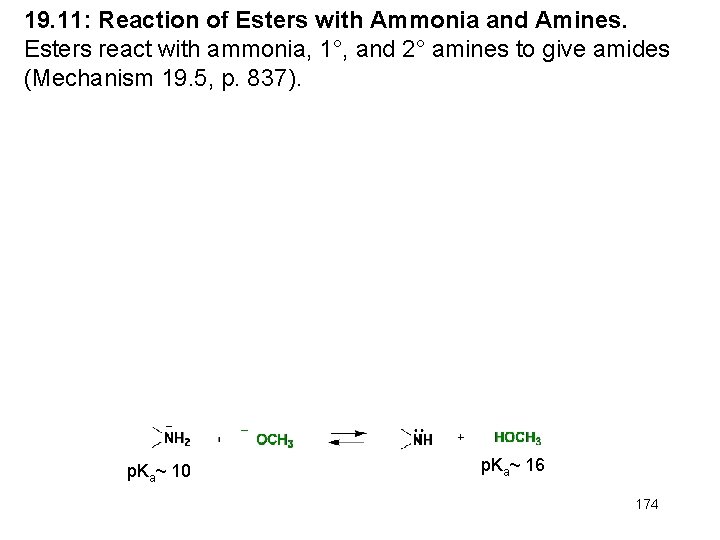 19. 11: Reaction of Esters with Ammonia and Amines. Esters react with ammonia, 1°,