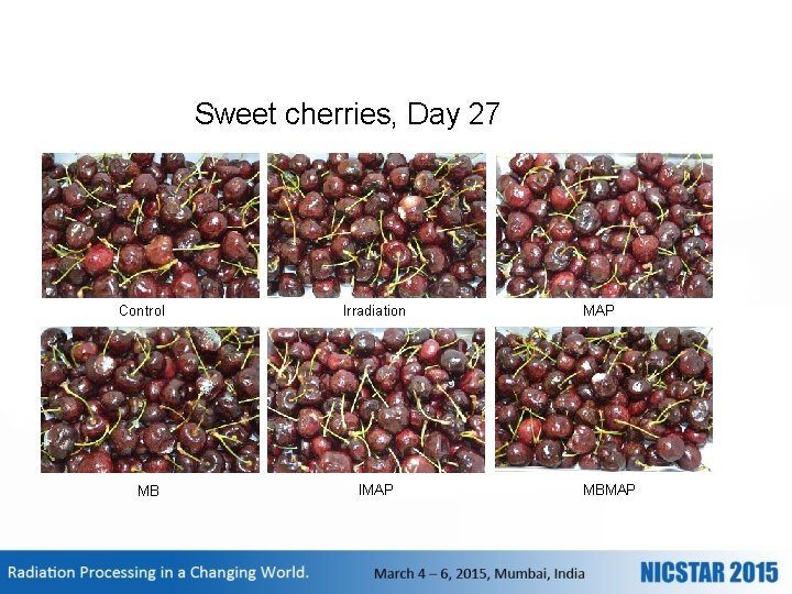 Sweet cherries, Day 27 Control MB Irradiation IMAP MBMAP 