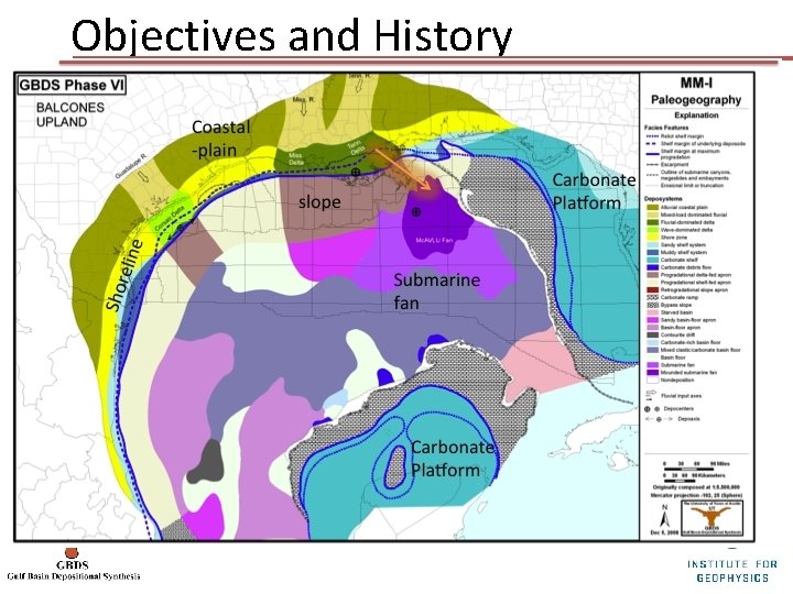 Objectives and History • Objectives: Assemble and synthesize well, seismic, and other data to