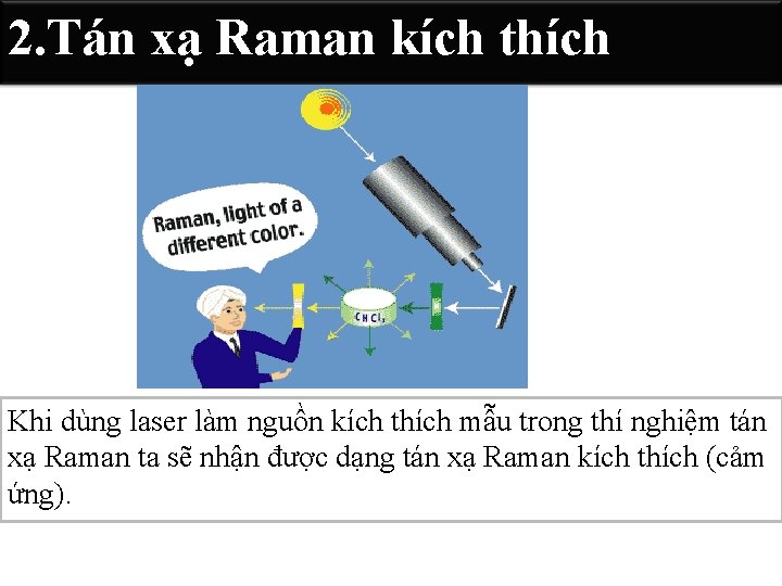 2. Tán xạ Raman kích thích Khi dùng laser làm nguồn kích thích mẫu 2. Tán xạ Raman kích thích Khi dùng laser làm nguồn kích thích mẫu