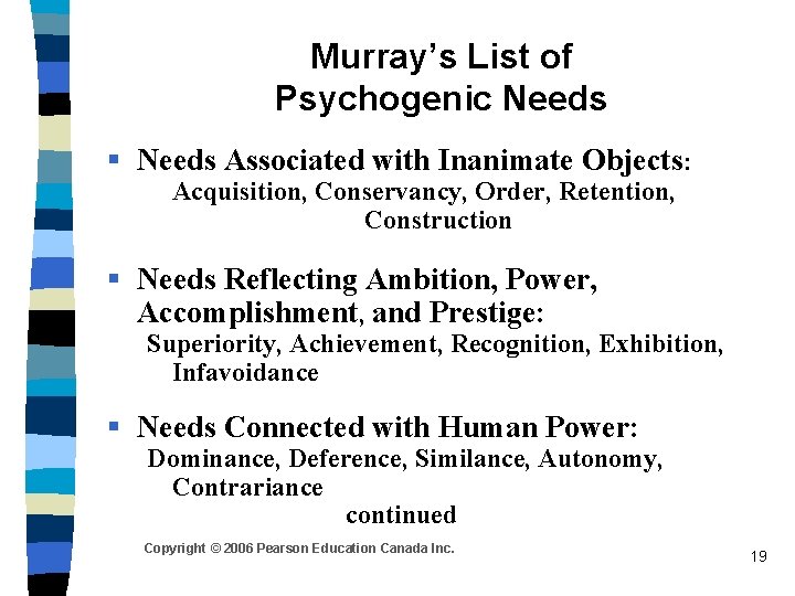 Murray’s List of Psychogenic Needs § Needs Associated with Inanimate Objects: Acquisition, Conservancy, Order,