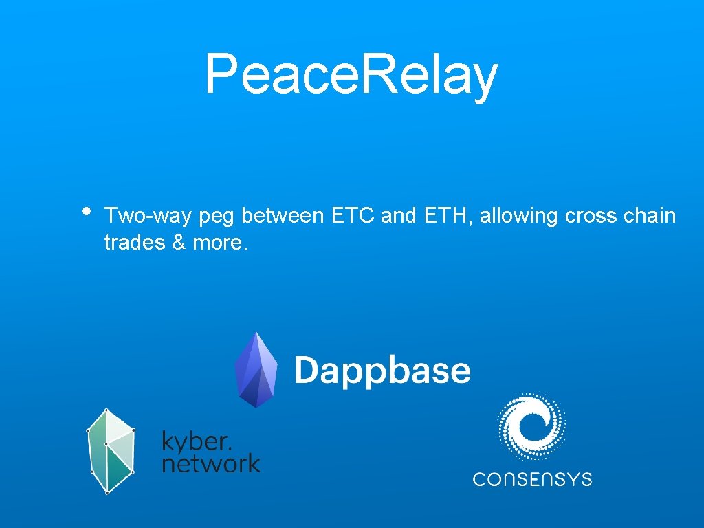 Peace. Relay • Two-way peg between ETC and ETH, allowing cross chain trades &