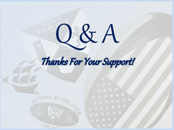 Q & A Thanks For Your Support! 