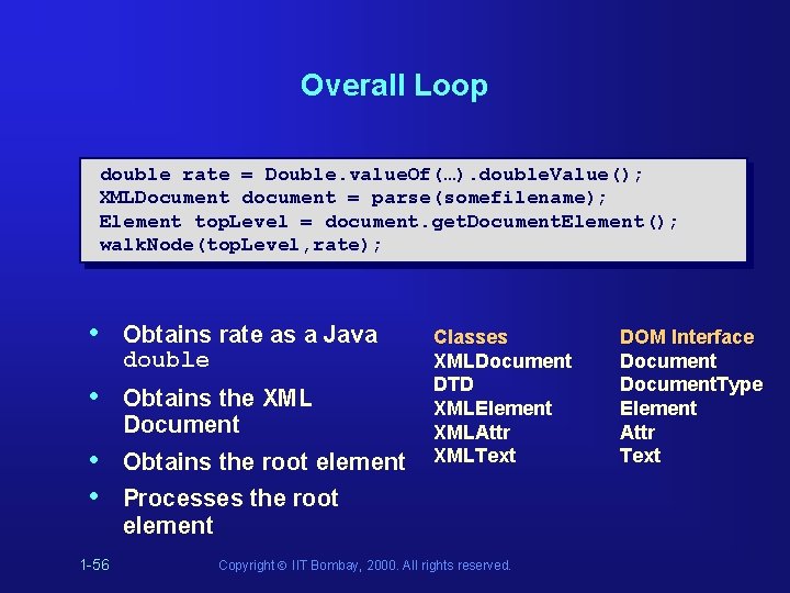 Overall Loop double rate = Double. value. Of(…). double. Value(); XMLDocument document = parse(somefilename); Overall Loop double rate = Double. value. Of(…). double. Value(); XMLDocument document = parse(somefilename);