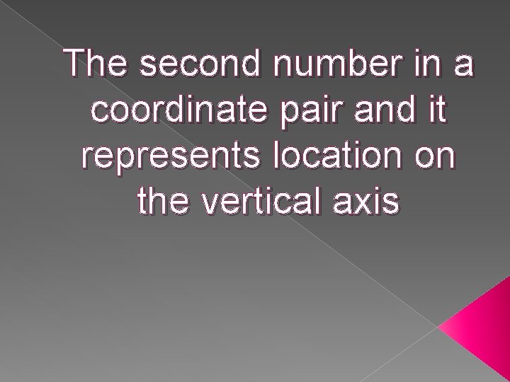 The second number in a coordinate pair and it represents location on the vertical