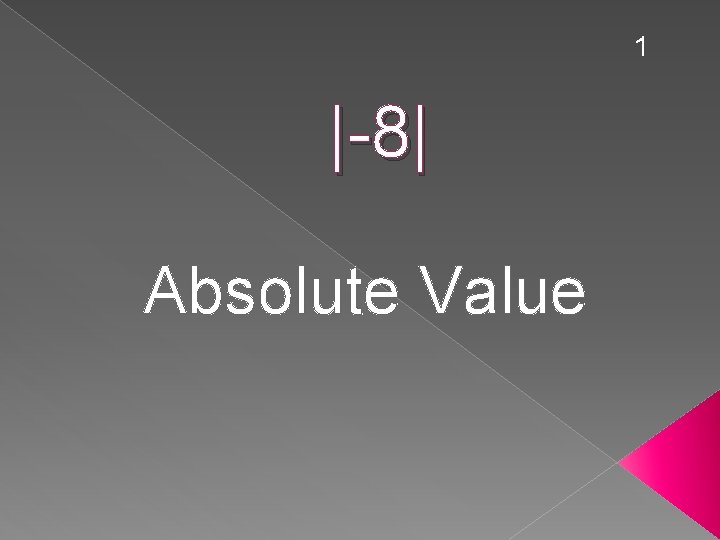 1 |-8| Absolute Value 
