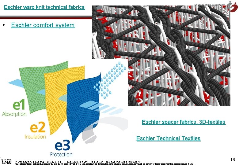 Eschler warp knit technical fabrics • Eschler comfort system Eschler spacer fabrics, 3 D-textiles