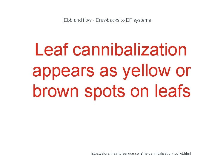 Ebb and flow - Drawbacks to EF systems 1 Leaf cannibalization appears as yellow