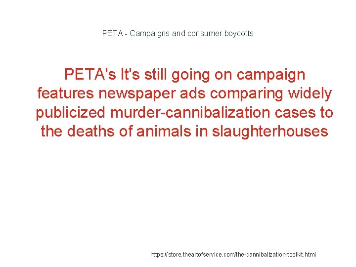 PETA - Campaigns and consumer boycotts PETA's It's still going on campaign features newspaper