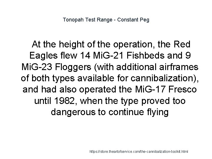 Tonopah Test Range - Constant Peg At the height of the operation, the Red