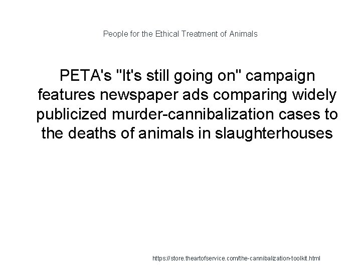 People for the Ethical Treatment of Animals PETA's "It's still going on" campaign features