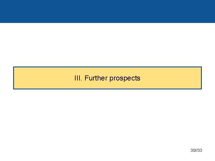 III. Further prospects 30//33 