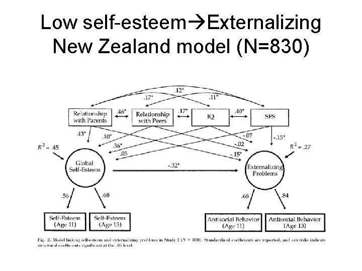 Low self-esteem Externalizing New Zealand model (N=830) 