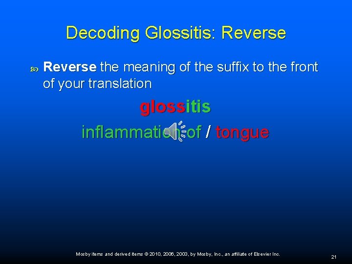 Decoding Glossitis: Reverse the meaning of the suffix to the front of your translation