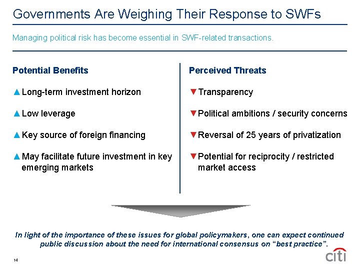 Governments Are Weighing Their Response to SWFs Managing political risk has become essential in