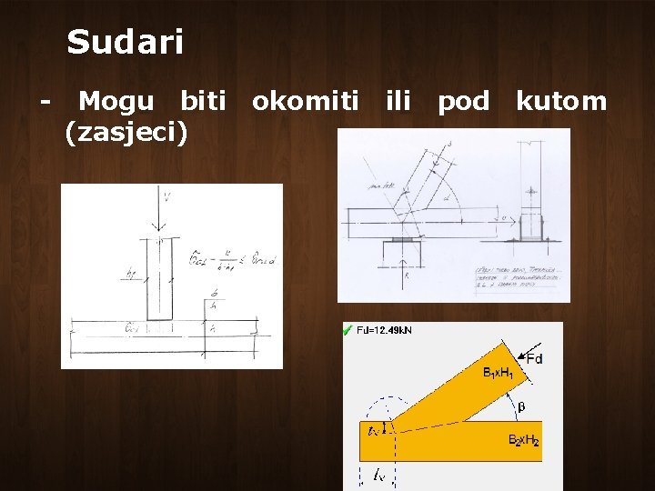 Sudari - Mogu biti (zasjeci) okomiti ili pod kutom 