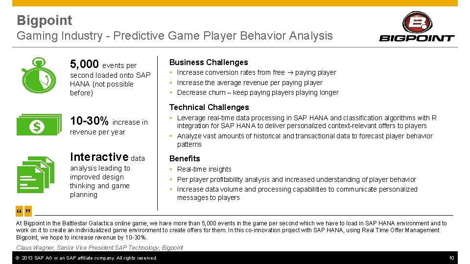 Bigpoint Gaming Industry - Predictive Game Player Behavior Analysis 5, 000 events per second