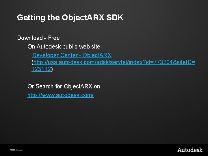 Getting the Object. ARX SDK Download - Free On Autodesk public web site Developer
