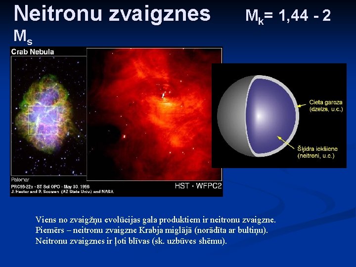 Neitronu zvaigznes Ms Mk= 1, 44 - 2 Viens no zvaigžņu evolūcijas gala produktiem