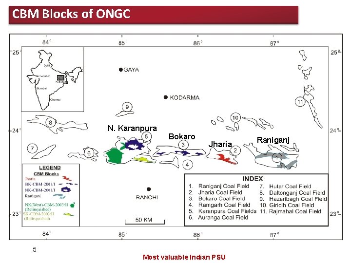CBM Blocks of ONGC N. Karanpura Bokaro Jharia 5 Most valuable Indian PSU Raniganj