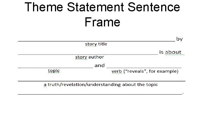 Theme Statement Sentence Frame 