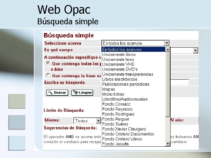 Web Opac Búsqueda simple 