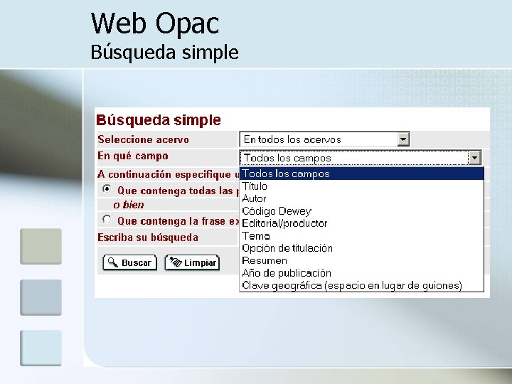 Web Opac Búsqueda simple 