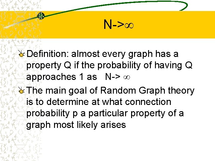 N-> Definition: almost every graph has a property Q if the probability of having