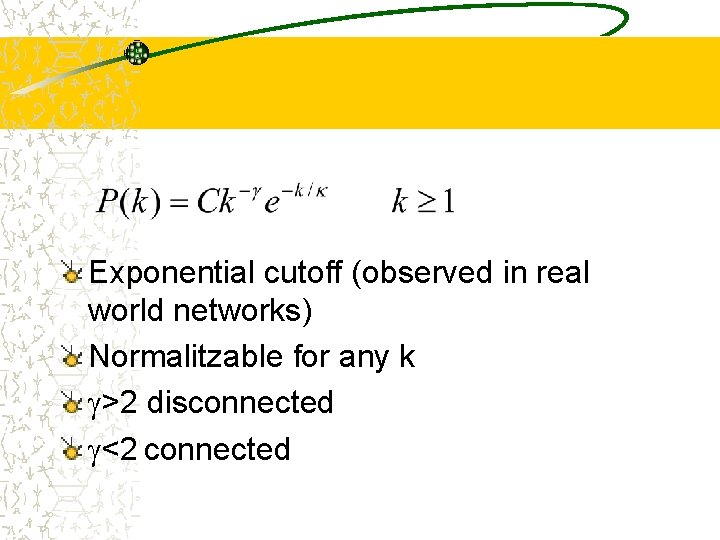 Exponential cutoff (observed in real world networks) Normalitzable for any k >2 disconnected <2