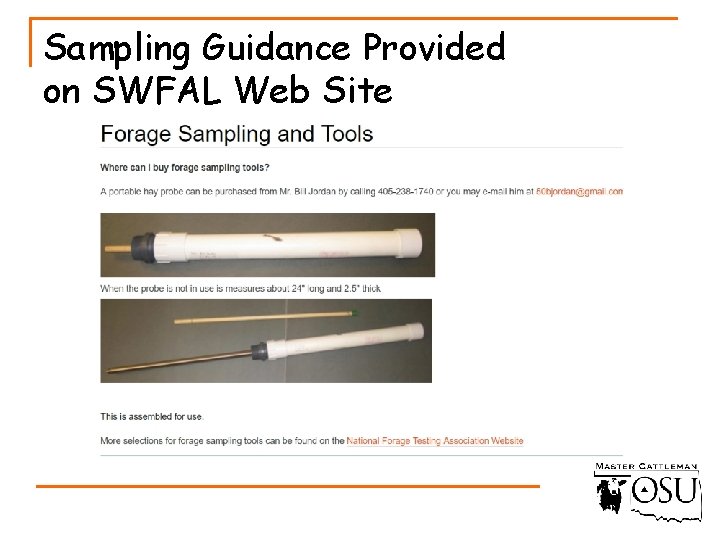 Sampling Guidance Provided on SWFAL Web Site 