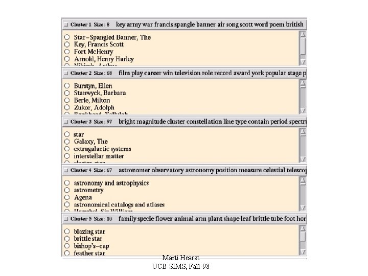 Marti Hearst UCB SIMS, Fall 98 