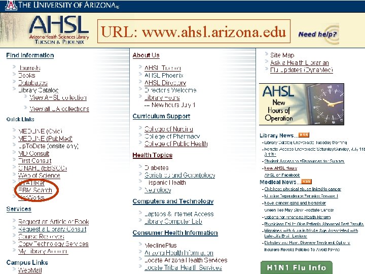 URL: www. ahsl. arizona. edu 