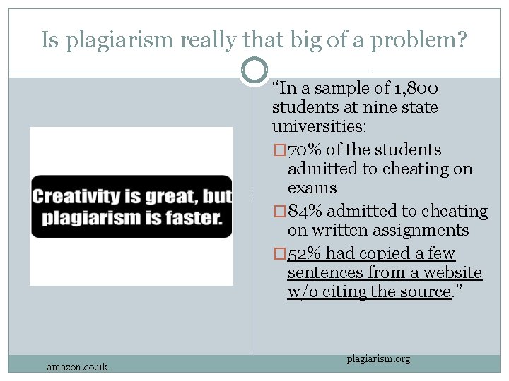 Is plagiarism really that big of a problem? “In a sample of 1, 800