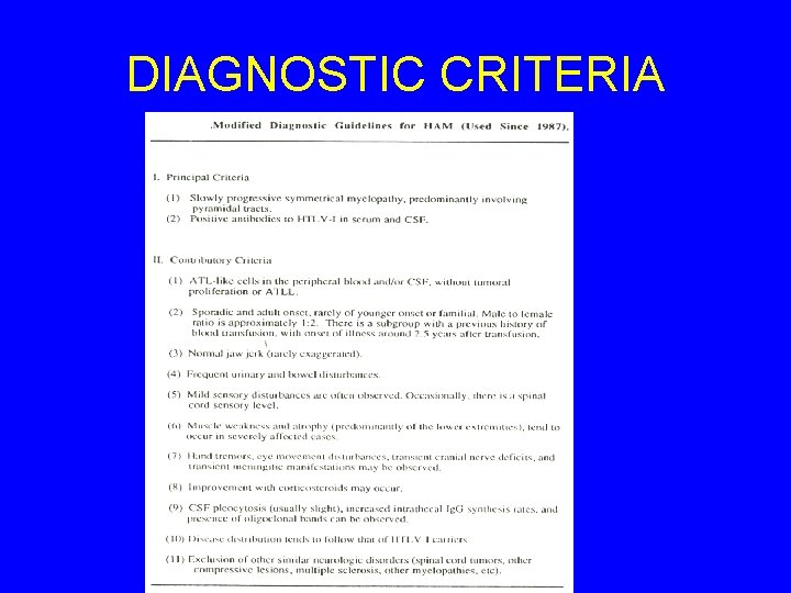 DIAGNOSTIC CRITERIA 
