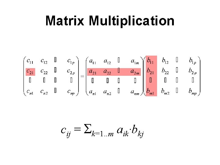 Matrix Multiplication cij = Σk=1. . m aik·bkj 