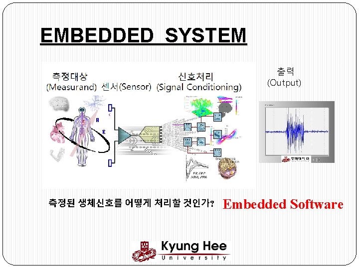 EMBEDDED SYSTEM 출력 (Output) 측정된 생체신호를 어떻게 처리할 것인가? Embedded Software 