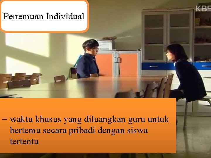 Pertemuan Individual = waktu khusus yang diluangkan guru untuk bertemu secara pribadi dengan siswa