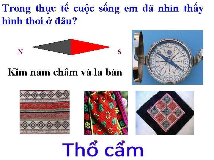 Trong thực tế cuộc sống em đã nhìn thấy hình thoi ở đâu? N