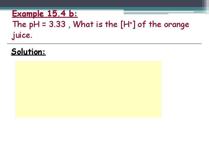 Example 15. 4 b: The p. H = 3. 33 , What is the