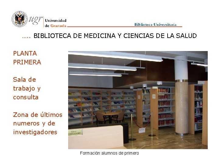 …. . BIBLIOTECA DE MEDICINA Y CIENCIAS DE LA SALUD PLANTA PRIMERA Sala de