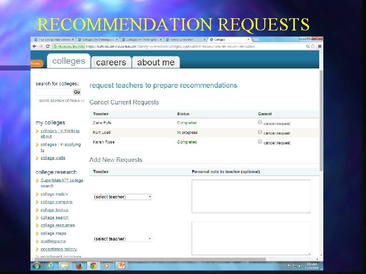 RECOMMENDATION REQUESTS 