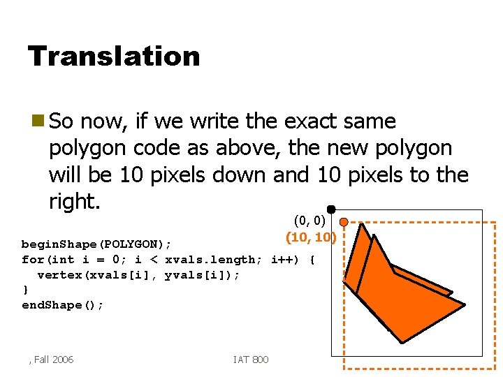 Translation g So now, if we write the exact same polygon code as above,