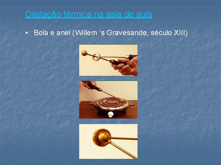 Dilatação térmica na sala de aula • Bola e anel (Willem ‘s Gravesande, século