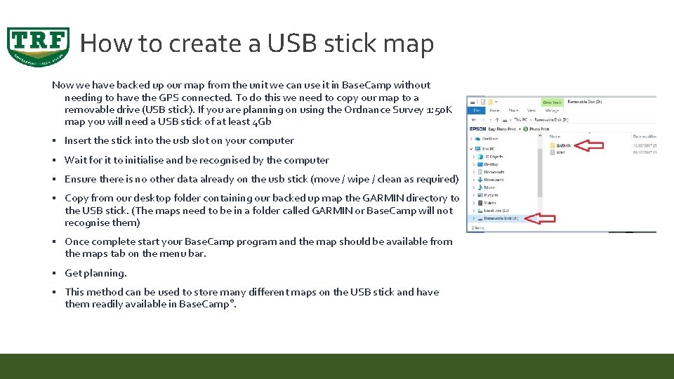How to create a USB stick map Now we have backed up our map