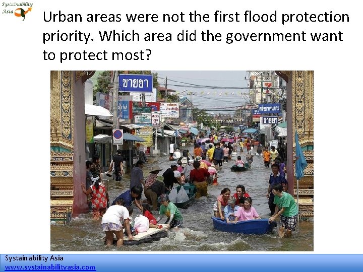 Urban areas were not the first flood protection priority. Which area did the government