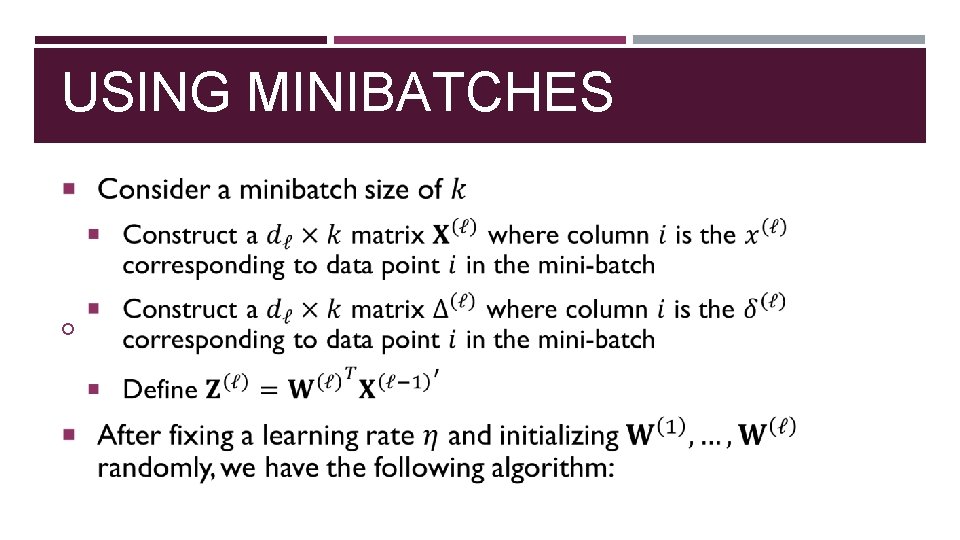 USING MINIBATCHES 