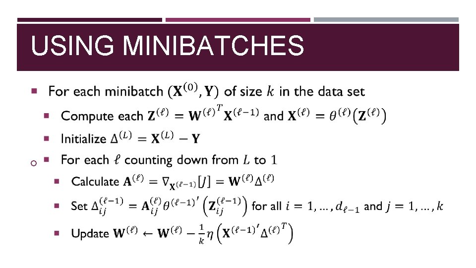 USING MINIBATCHES 