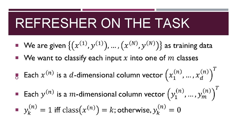 REFRESHER ON THE TASK 