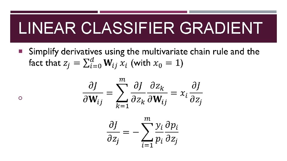LINEAR CLASSIFIER GRADIENT 