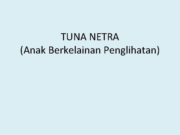 TUNA NETRA (Anak Berkelainan Penglihatan) 